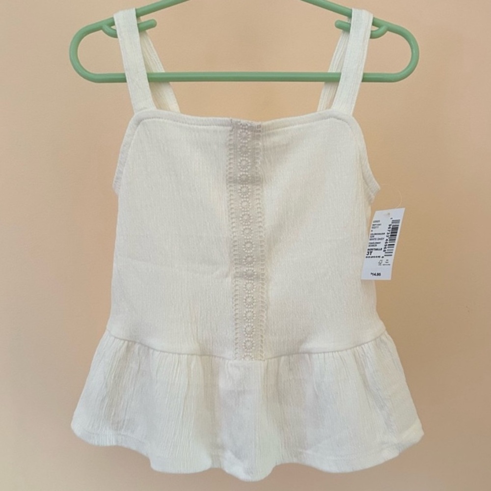 White Peplum Tank Top | Toddler Girl 3T | NWT | The Children’s Place